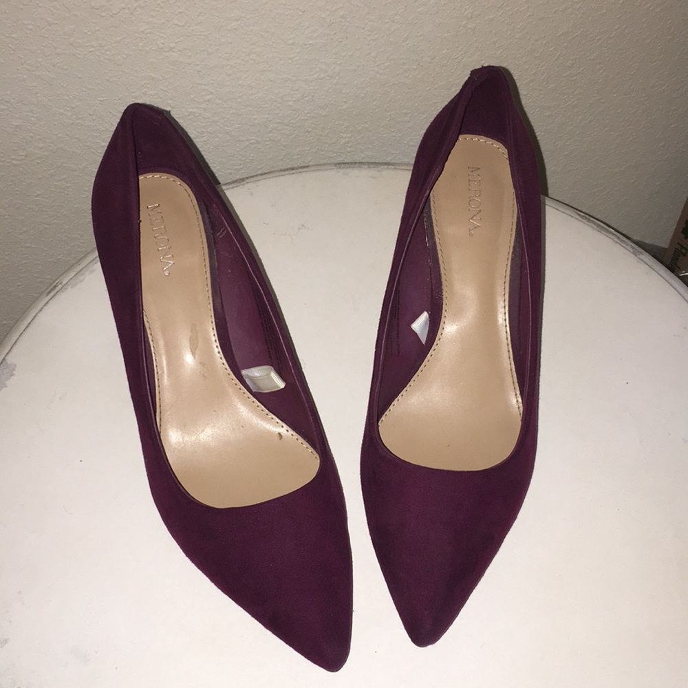 Maroon suede heels. Size 8.